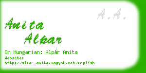 anita alpar business card
